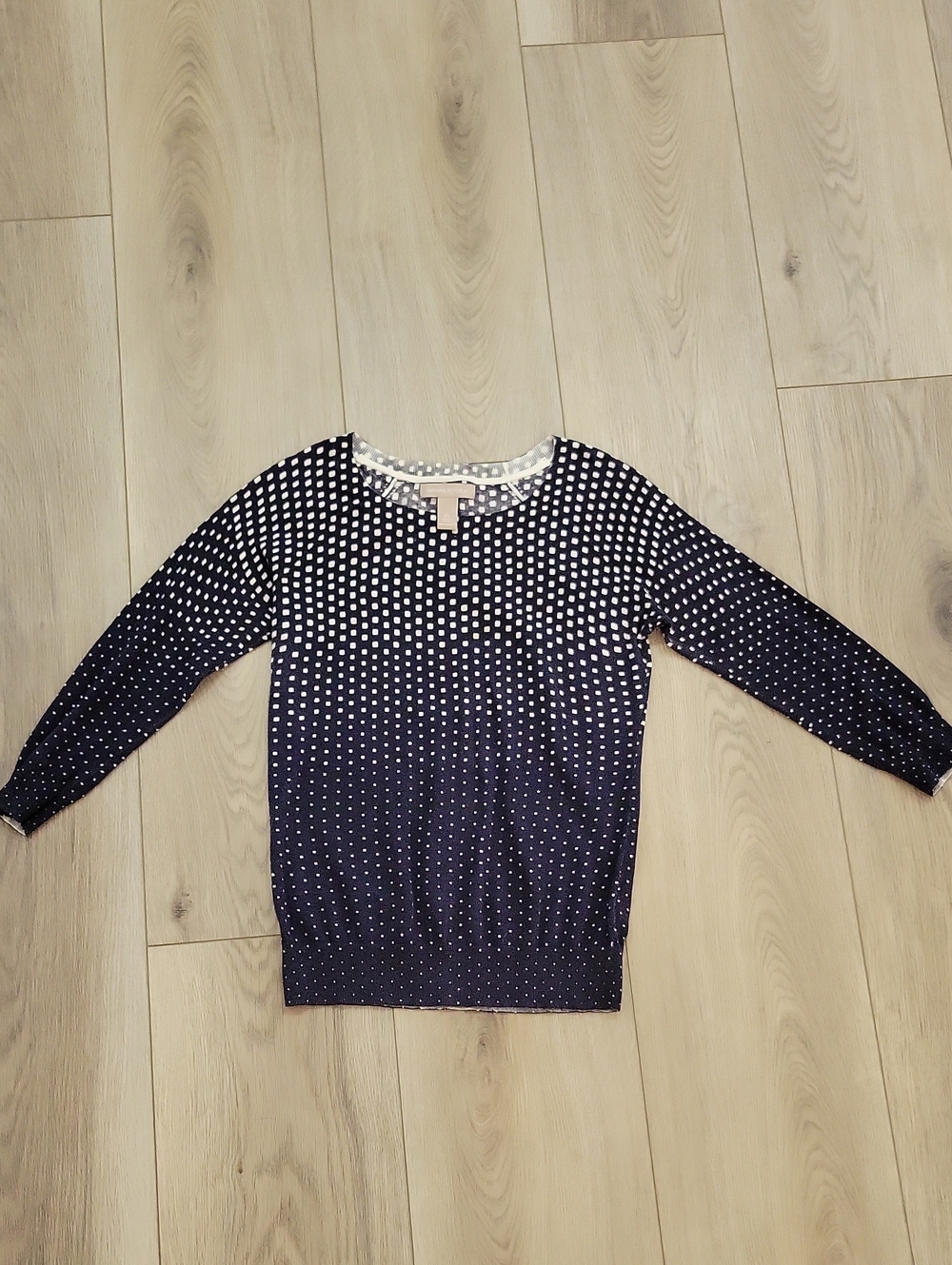 Banana Republic Navy and White Polka Dot Crewneck Sweater